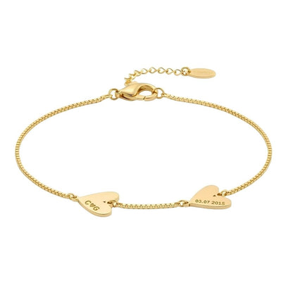 Personalised Twin Heart Name & Date Bracelet