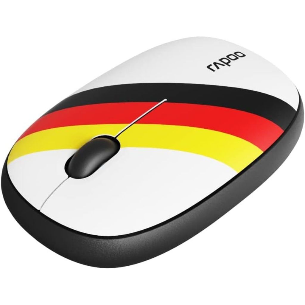 Rapoo computer mouse with German flag design on a white background
