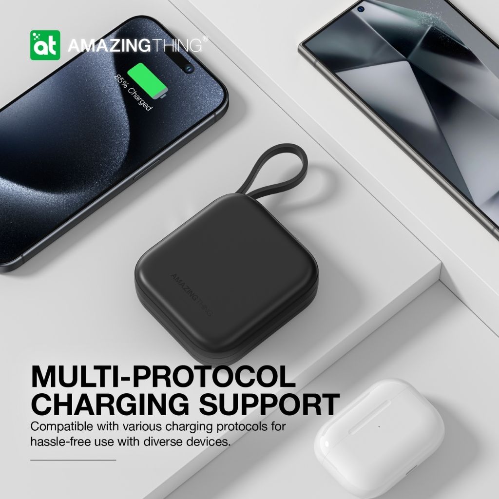 At Thunder Go 10000 mAh Power Bank With Built-In 2 Usb-C Cables