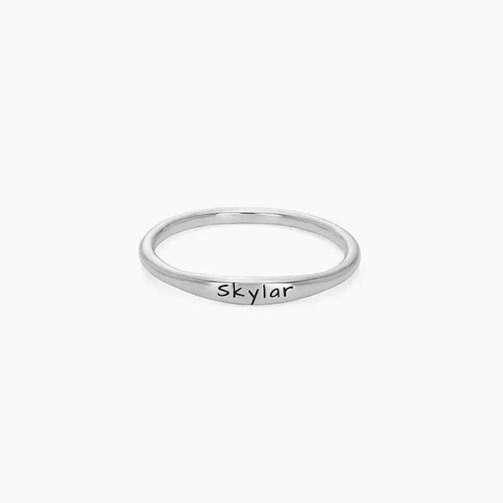 Engraved Thin Name Ring