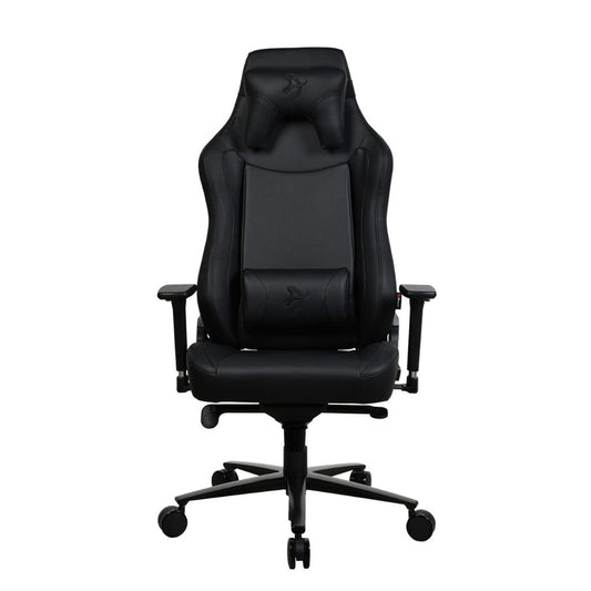 Black office chair with armrests on a white background