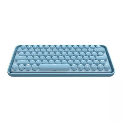 Blue silicone ice cube tray on a white background