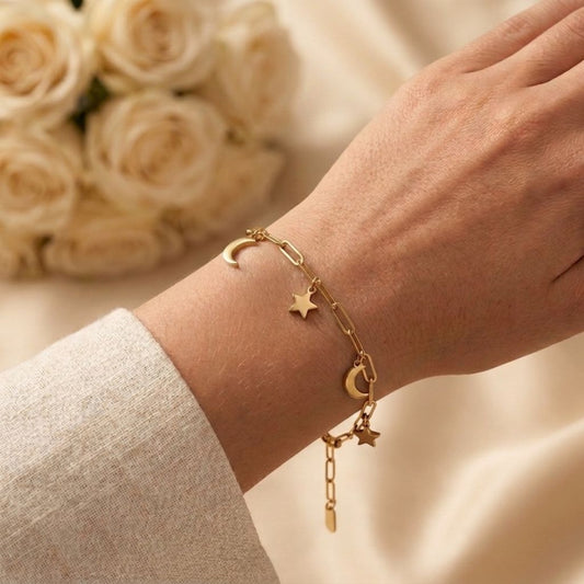 Celestial Moon and Stars Bracelet