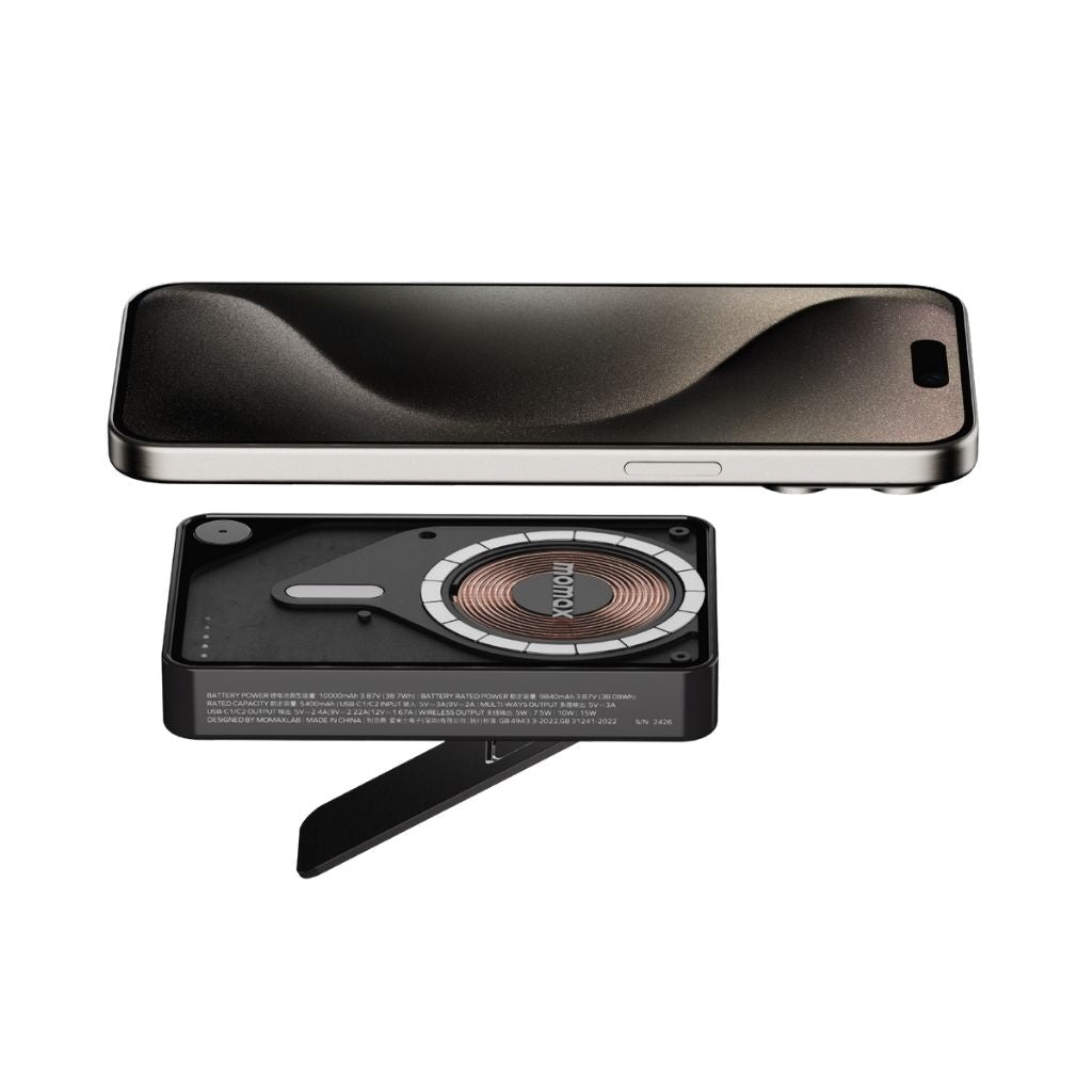 Momax Magnetic Wireless Power Bank 10000mAh with Stand and USB-C Fast Charging