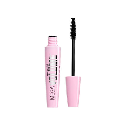 Pink mascara with black wand on a white background