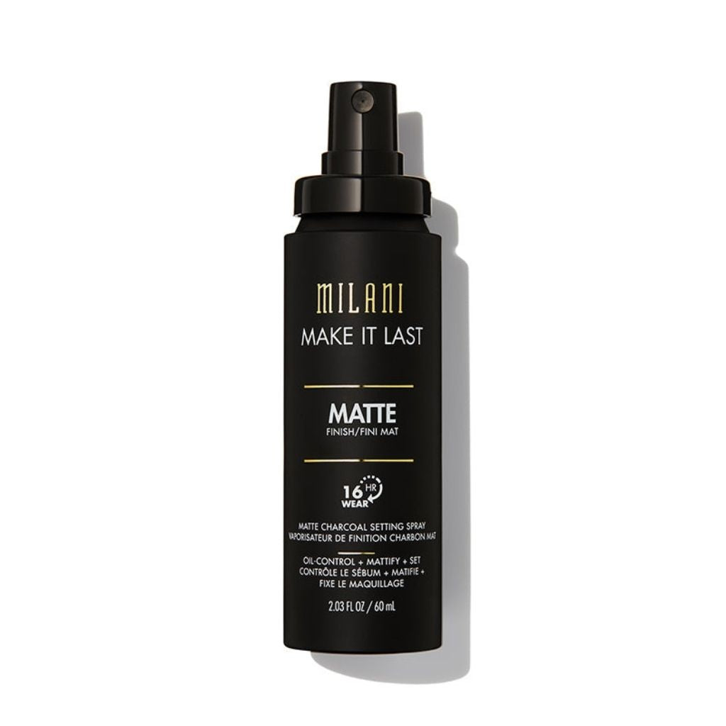 Black Milani spray bottle on a white background