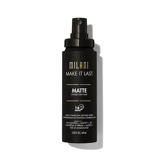 Black Milani spray bottle on a white background