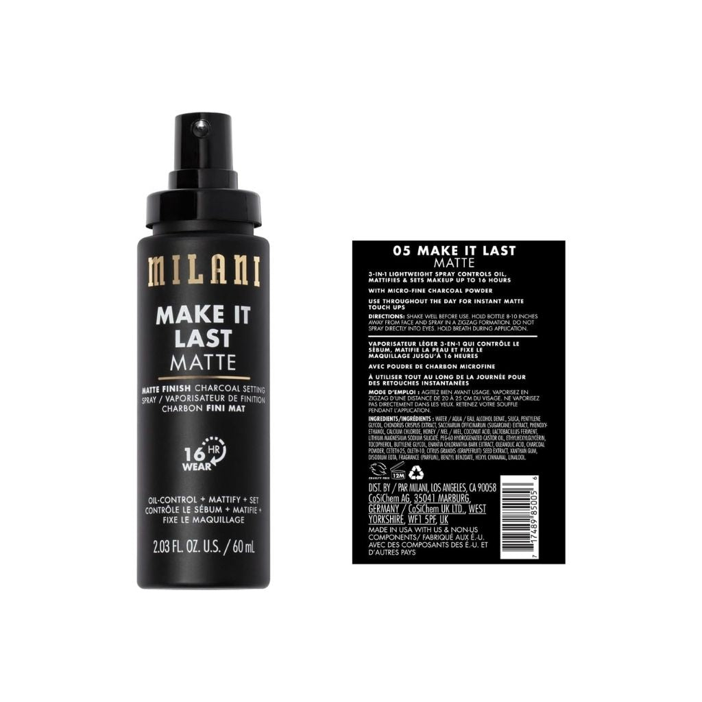 MILANI Make It Last Matte spray bottle with label on a white background