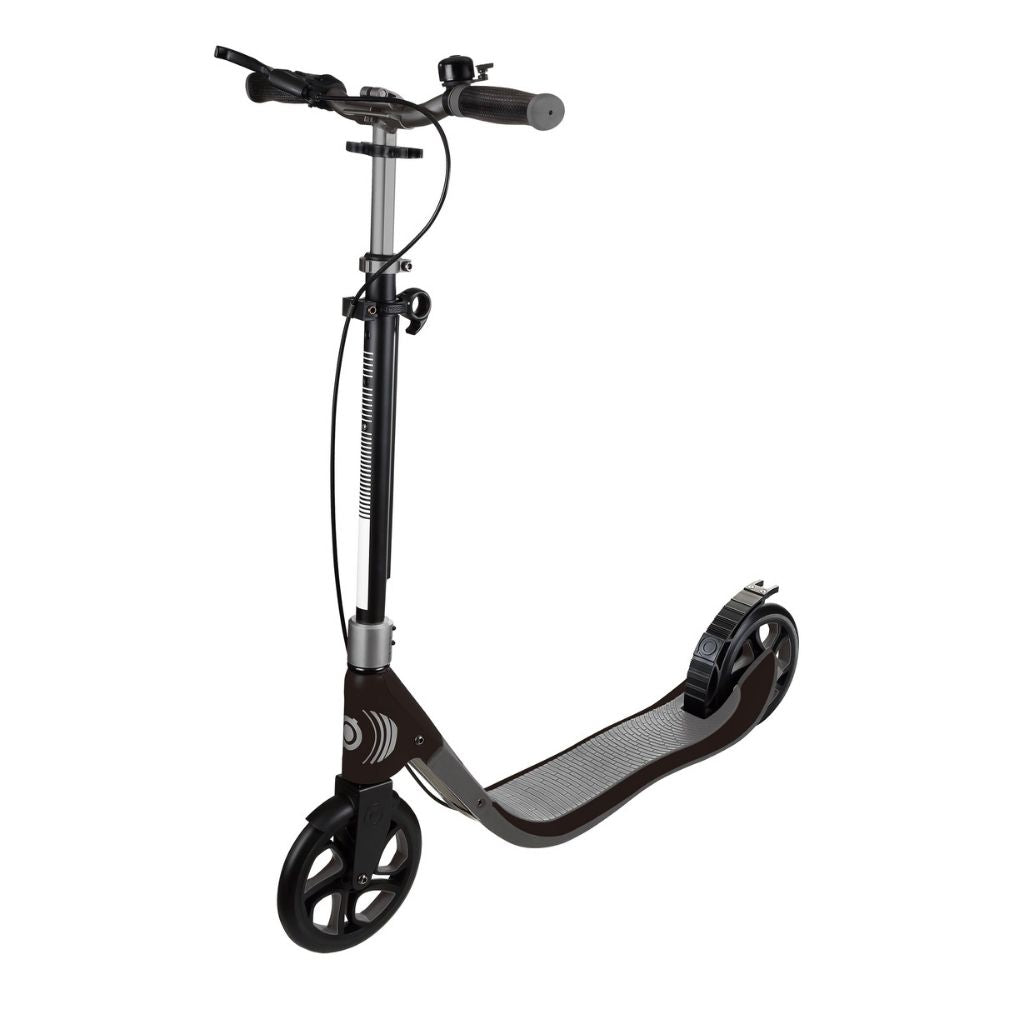 One NL 205 Deluxe: 2-Wheel Foldable Scooter with Handbrake and Bell for Teens and Adults - Titanium/Charcoal Grey