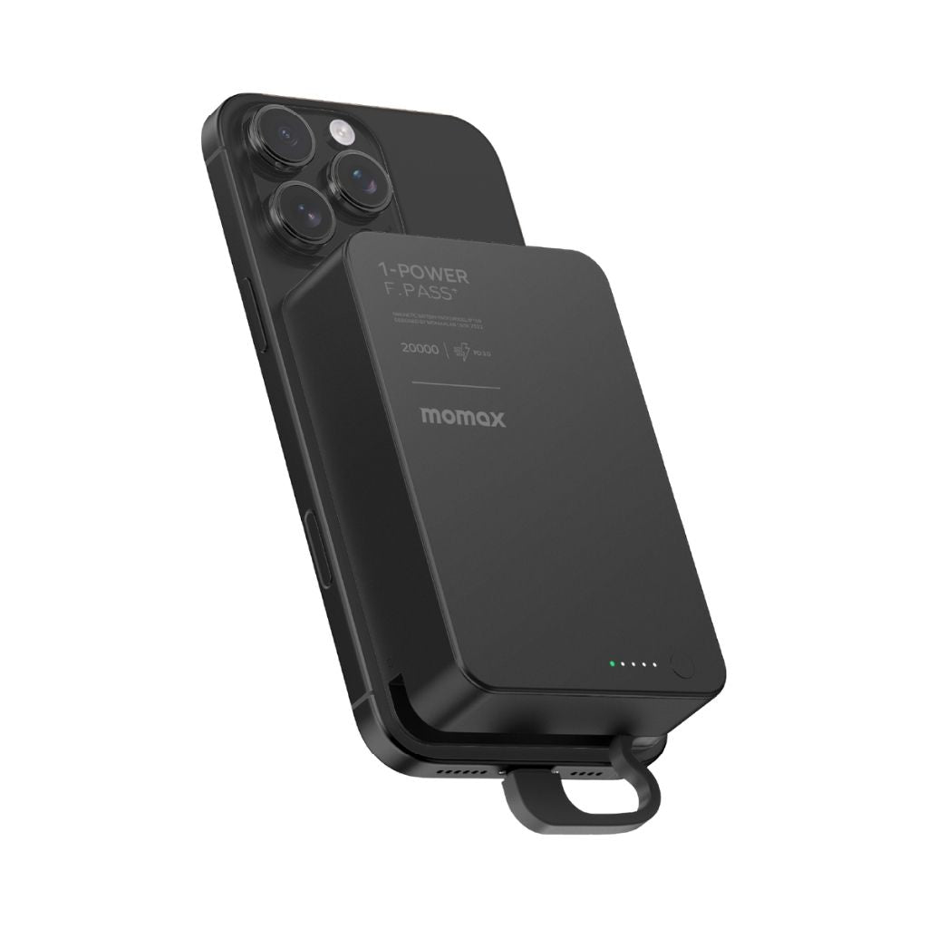 Momax 1-Power F.Pass+ 20000 mAh Power Bank With Built-In Cable & Magnetic Attachment