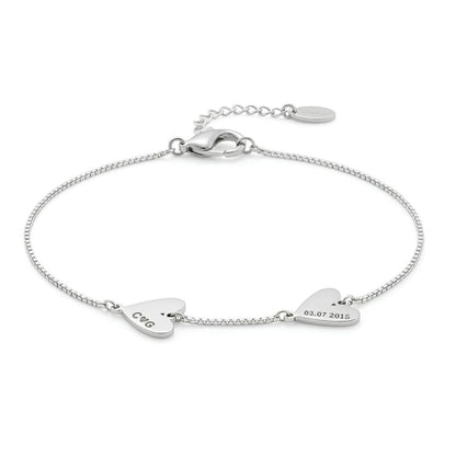 Personalised Twin Heart Name & Date Bracelet