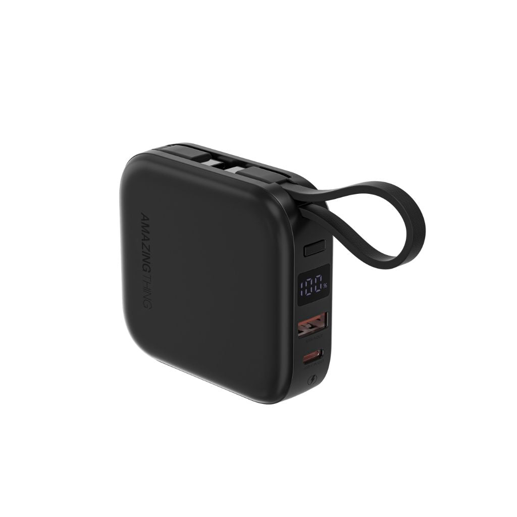 At Thunder Go 10000 mAh Power Bank With Built-In 2 Usb-C Cables