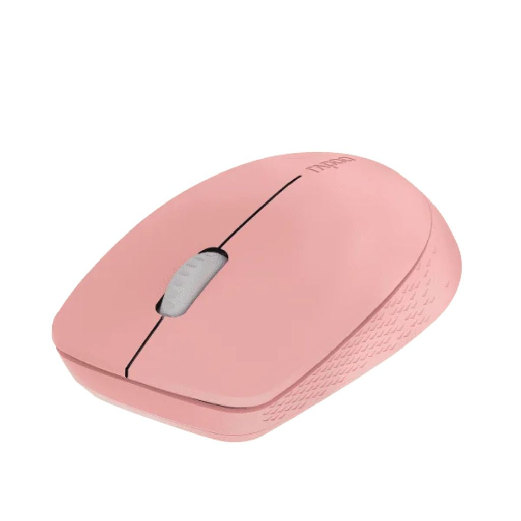 Pink computer mouse on a white background