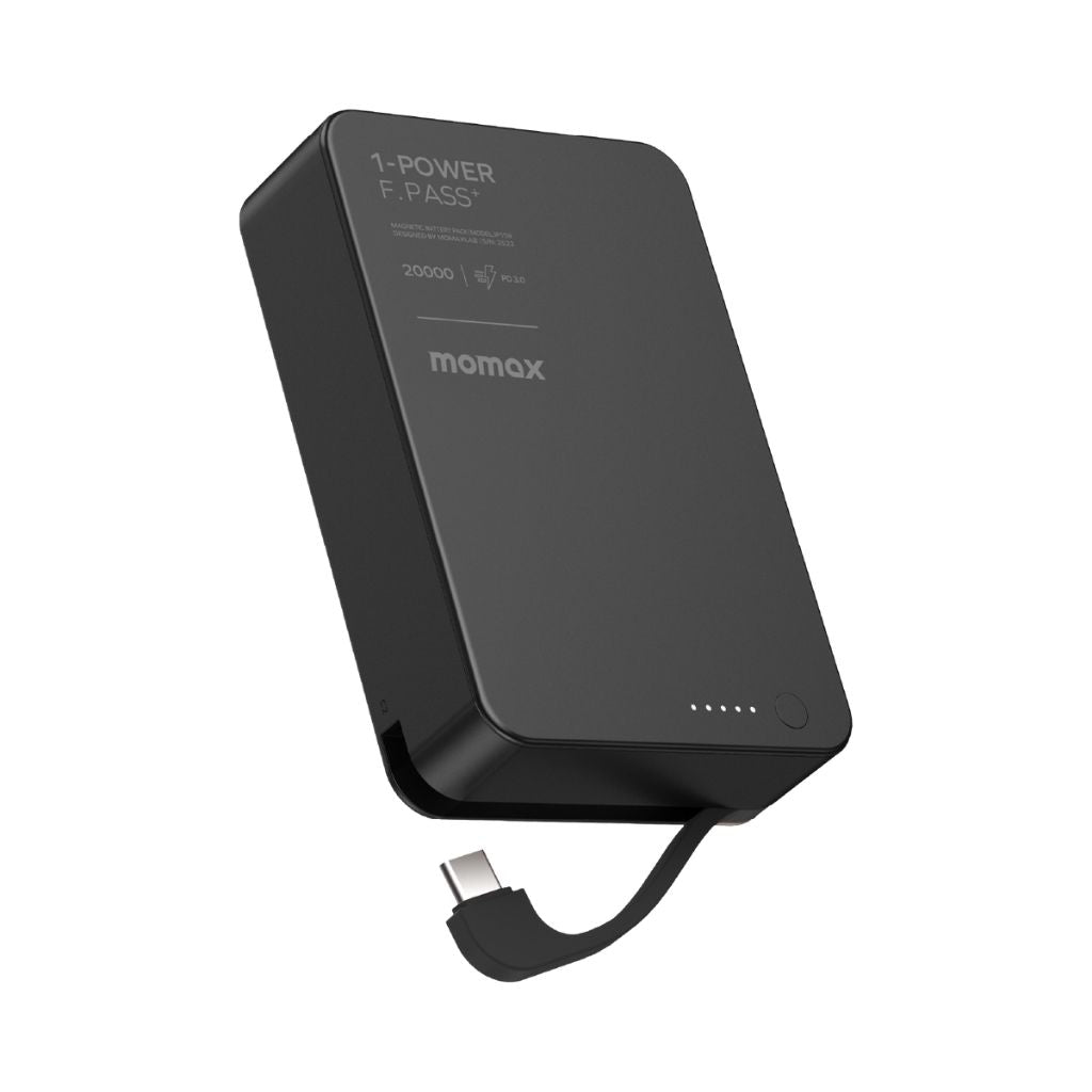 Momax 1-Power F.Pass+ 20000 mAh Power Bank With Built-In Cable & Magnetic Attachment