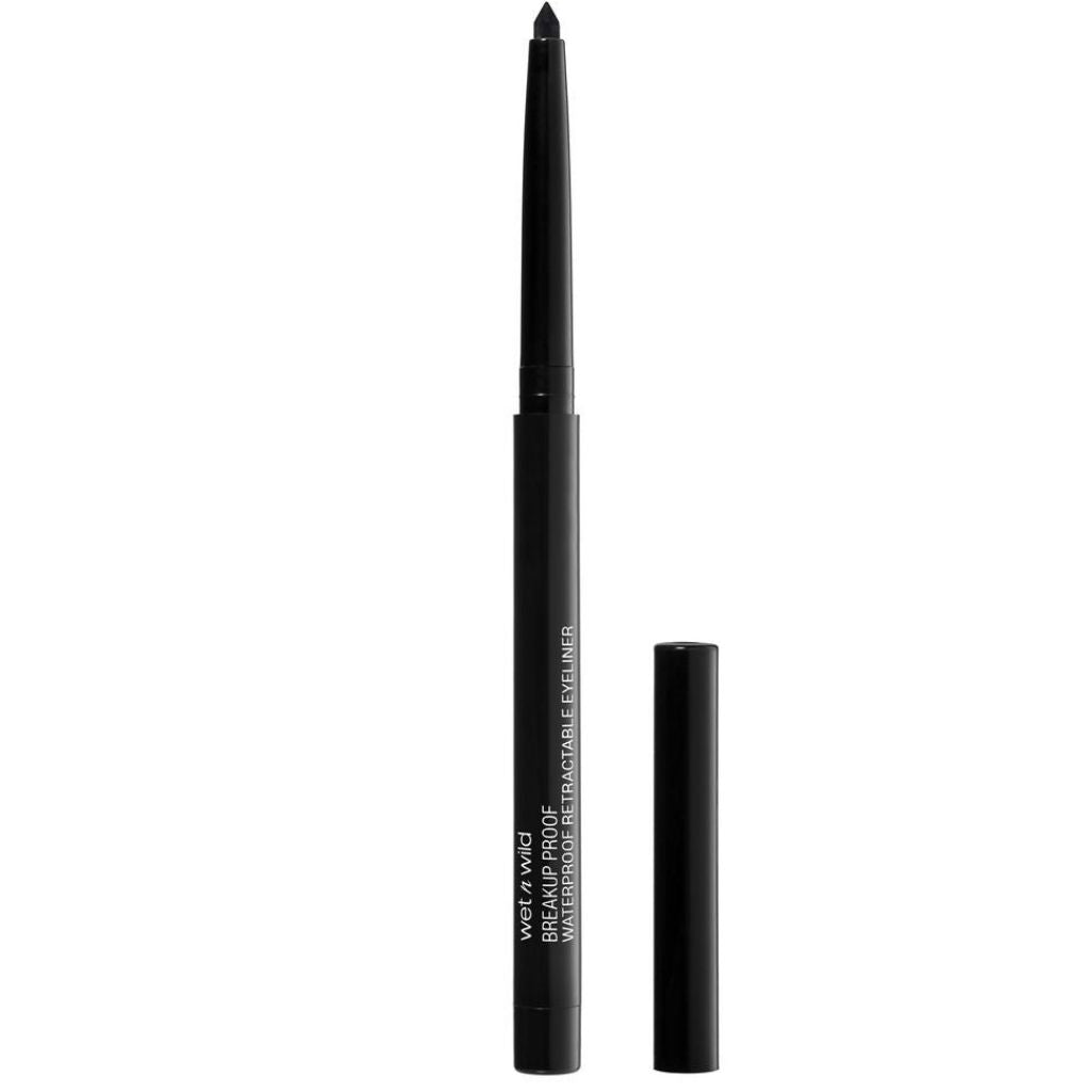 Black eyeliner pen with cap on a white background