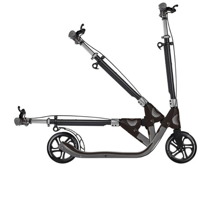 One NL 205 Deluxe: 2-Wheel Foldable Scooter with Handbrake and Bell for Teens and Adults - Titanium/Charcoal Grey