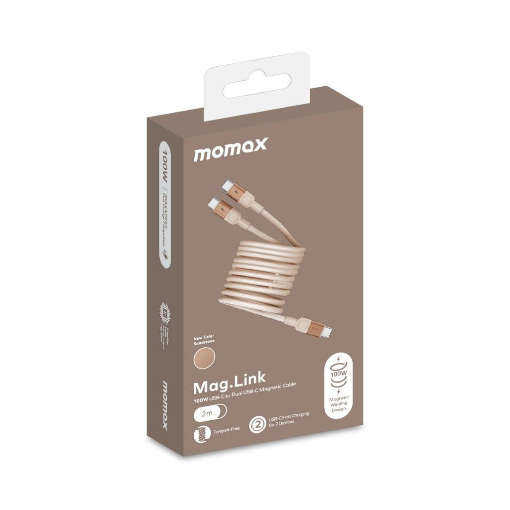 Momax Mag Link 100W USB-C To Dual USB-C Magnetic Cable 2M