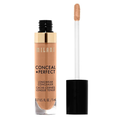 Milani Conceal + Perfect longwear concealer with applicator on a white background