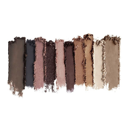 Set of brown and beige eyeshadow swatches on a white background