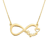 Infinity Small Heart Design Name Necklace