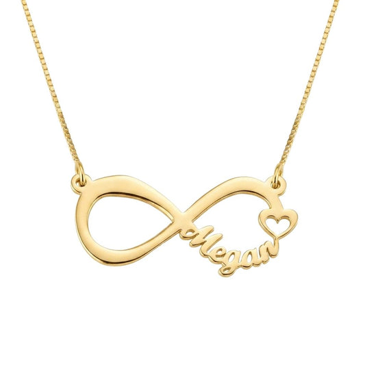 Infinity Small Heart Design Name Necklace