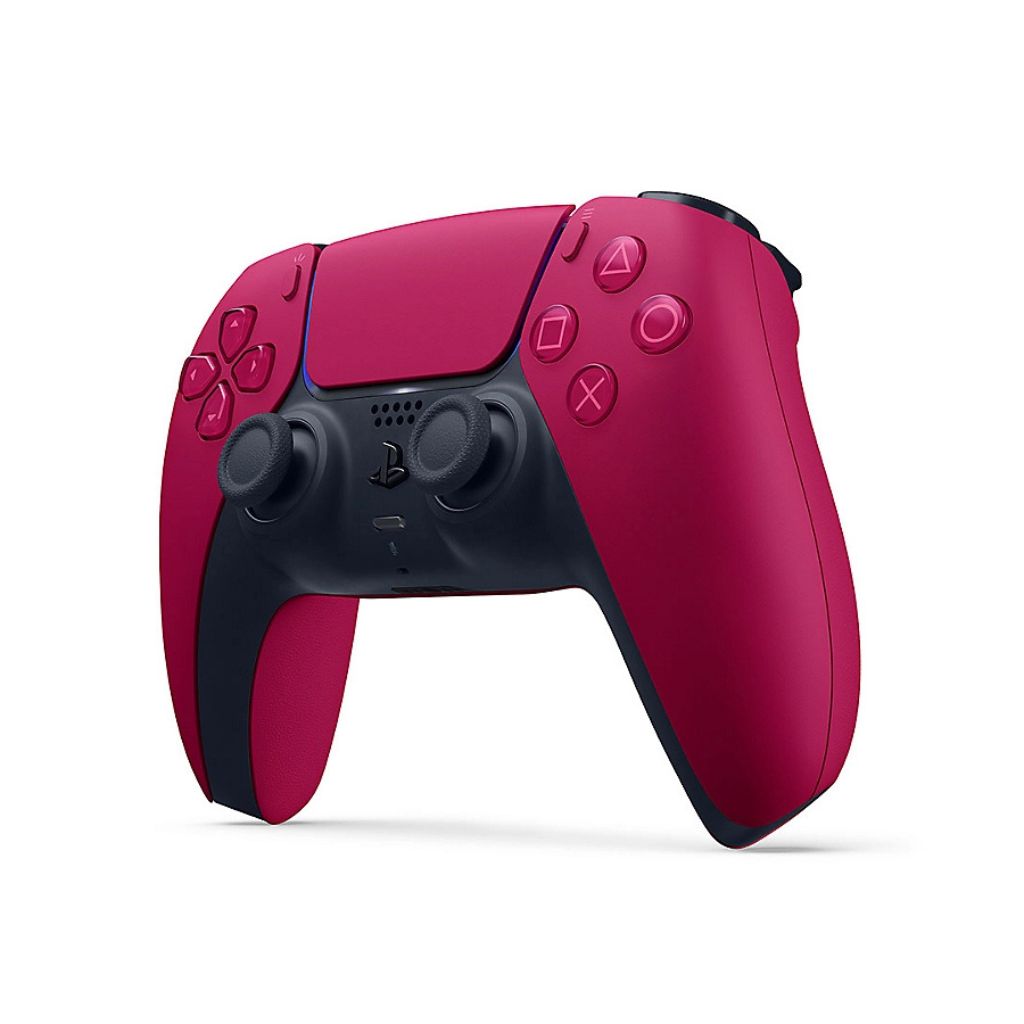 Red gaming controller with black accents on a white background