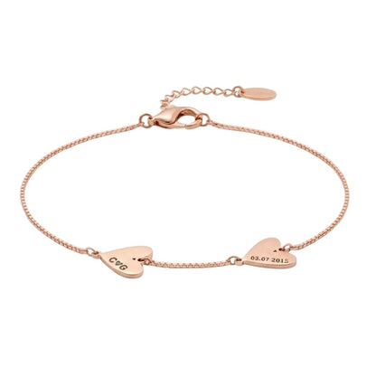 Personalised Twin Heart Name & Date Bracelet