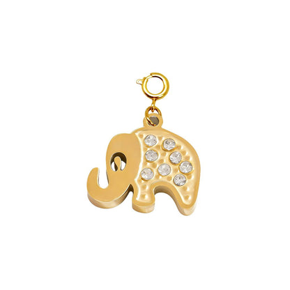 Gold Elephant Charm With Stones