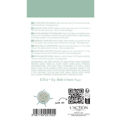 Back of a product packaging with text, QR code, and branding on a white background