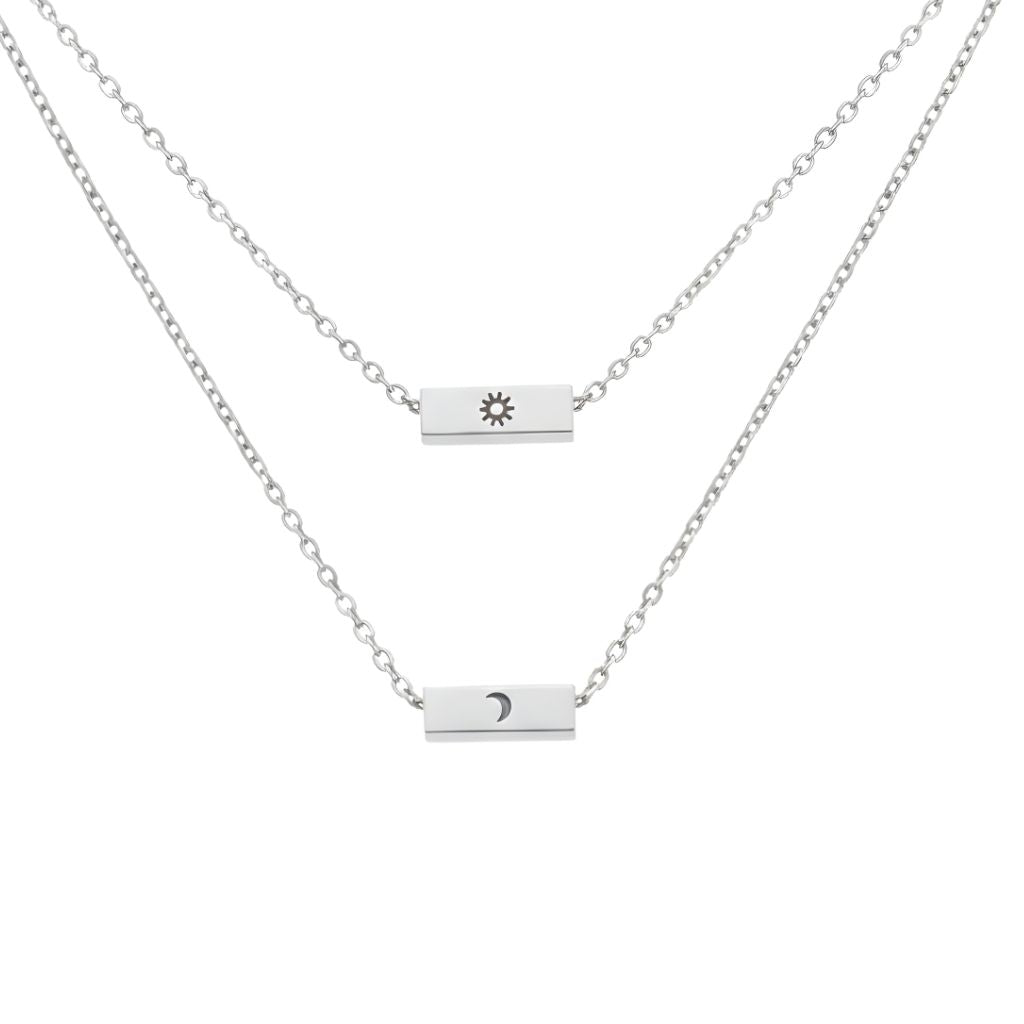 Customised Initial Bar Necklace Set