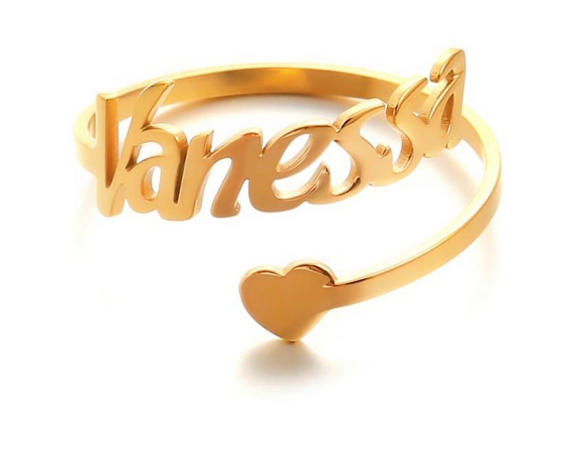 Name Ring With Solid Heart