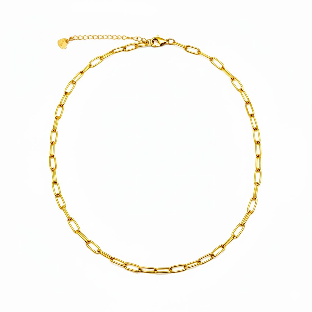 Gold Paper Clip Chain Necklace