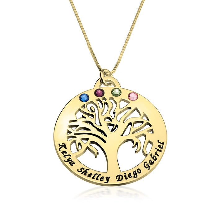 Four Birthstones Family Tree Necklace