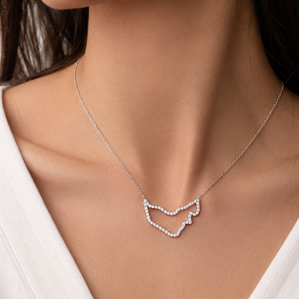 UAE Zirconia Map Necklace