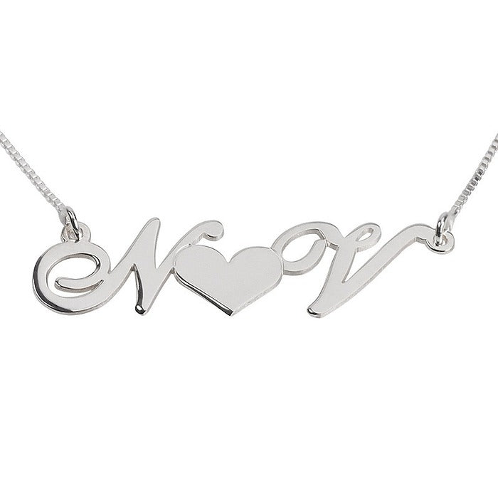 Custom Initials With Heart Necklace