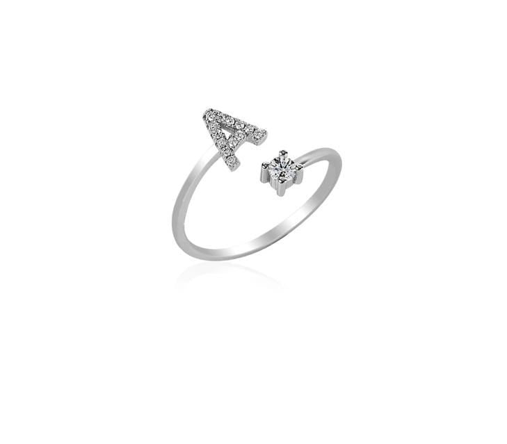 Stone Initial Letter Ring