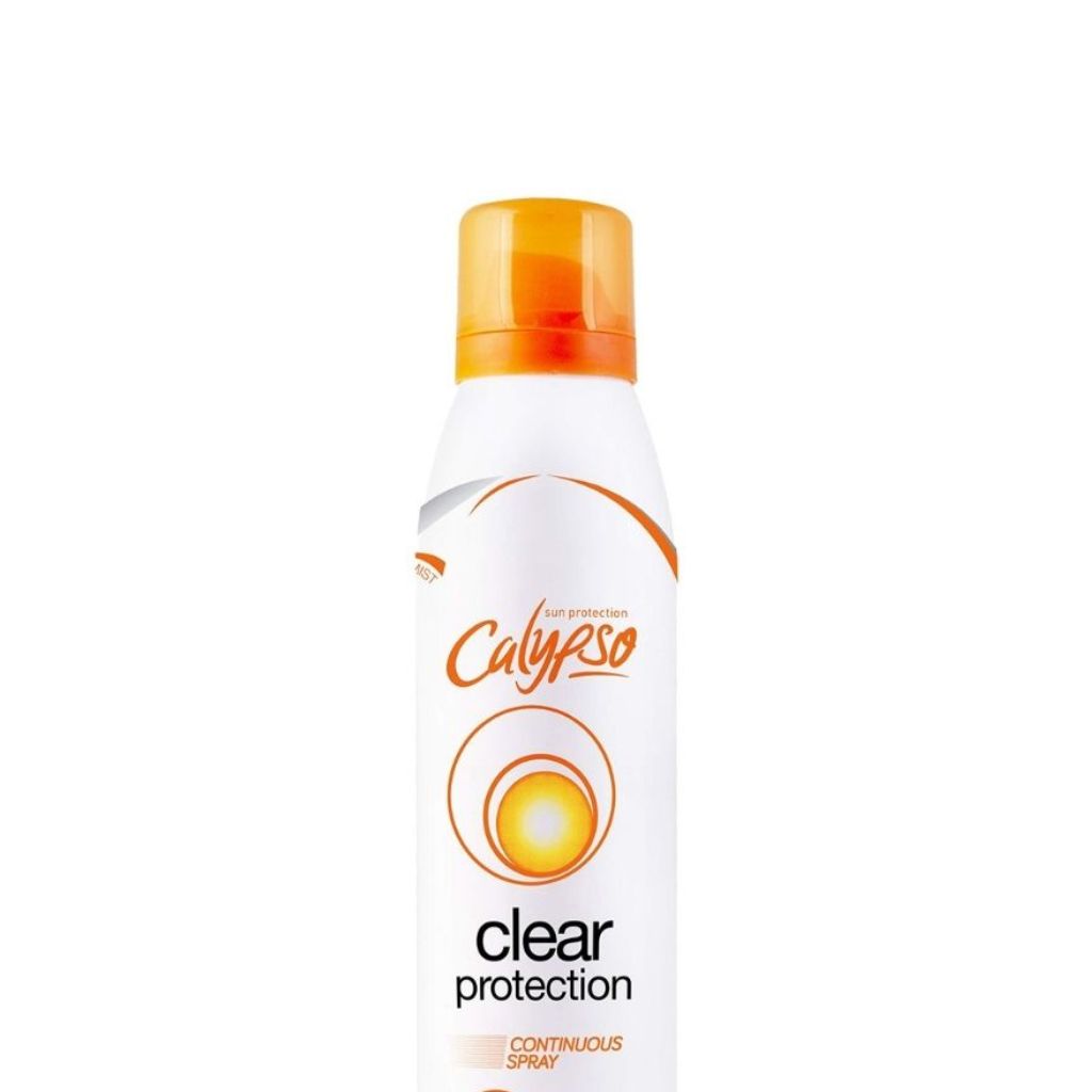 Calypso clear protection spray bottle on a white background