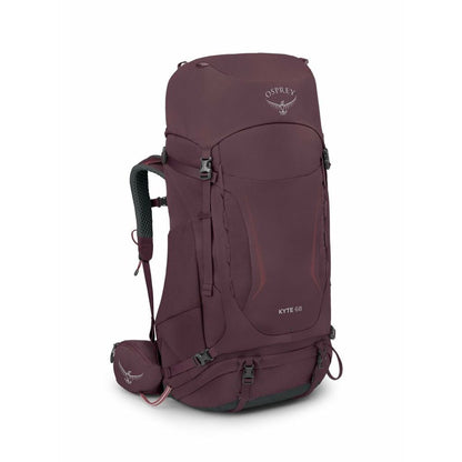 Maroon Osprey backpack on a white background