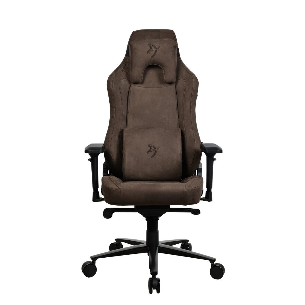 Brown office chair with black accents on a white background