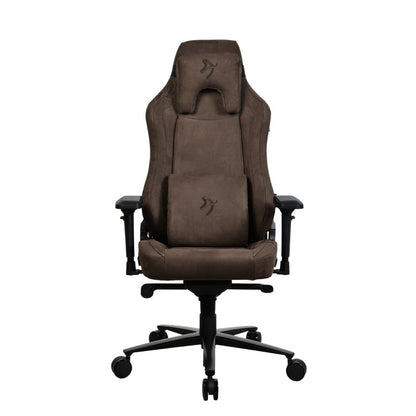 Brown office chair with black accents on a white background