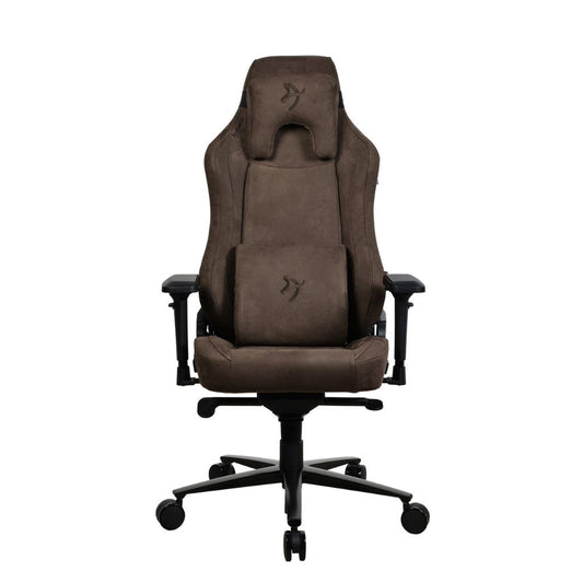 Brown office chair with black accents on a white background
