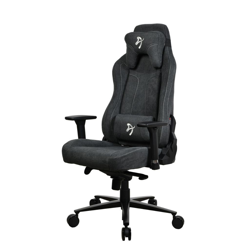 Black office chair with ergonomic design on a white background
