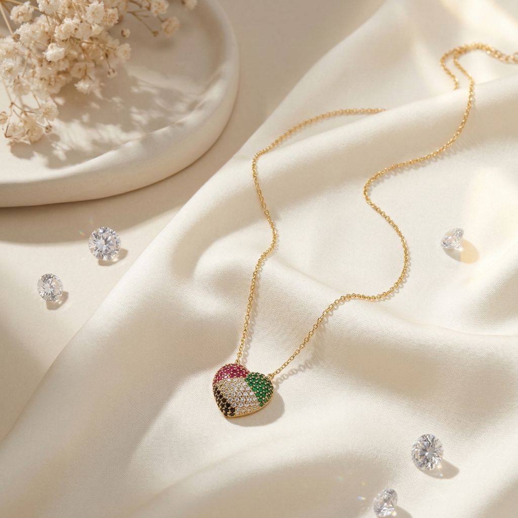 UAE Flag Heart Necklace