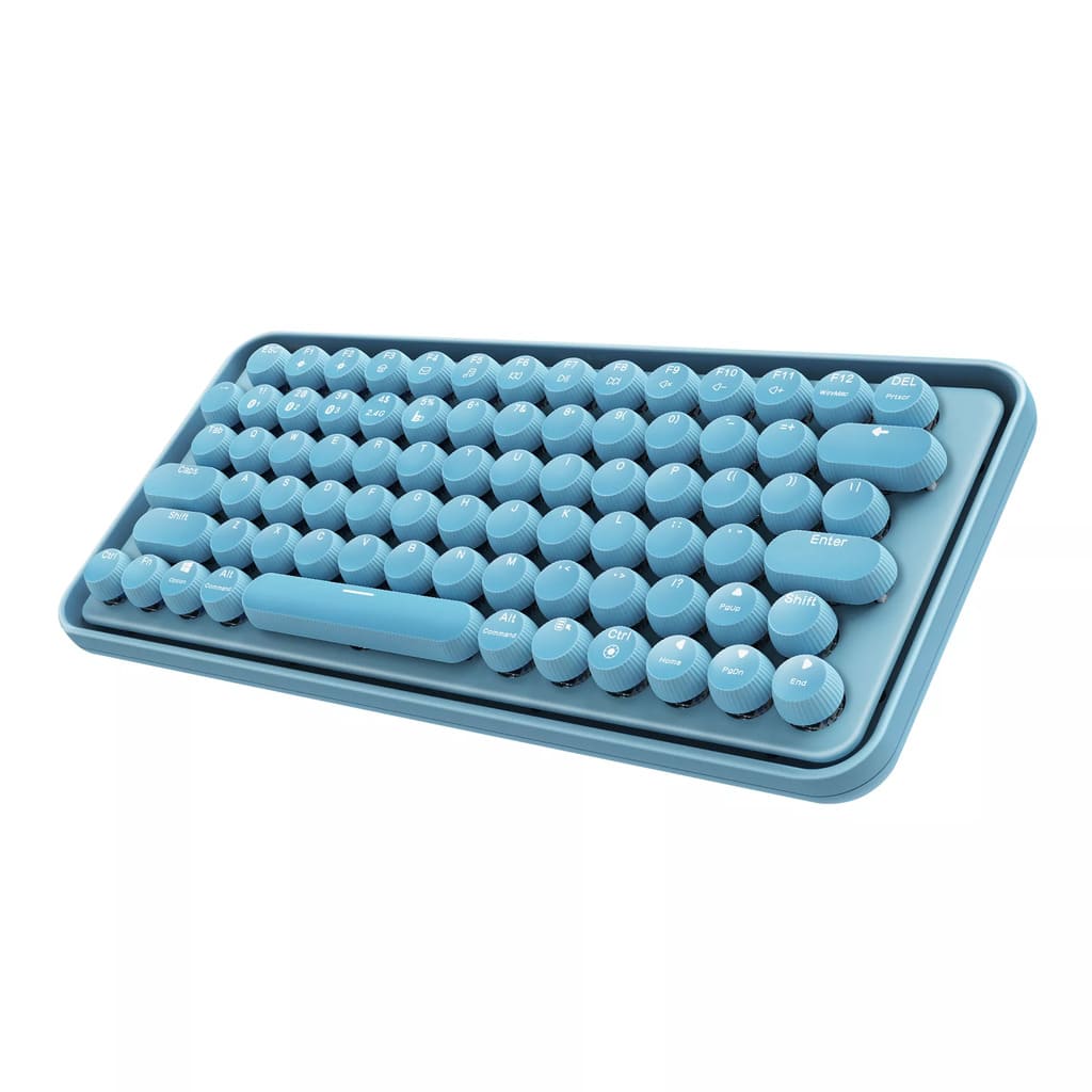 Blue silicone ice cube tray on a white background