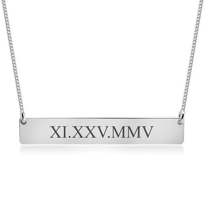 Engraved Roman Date Pendant Necklace
