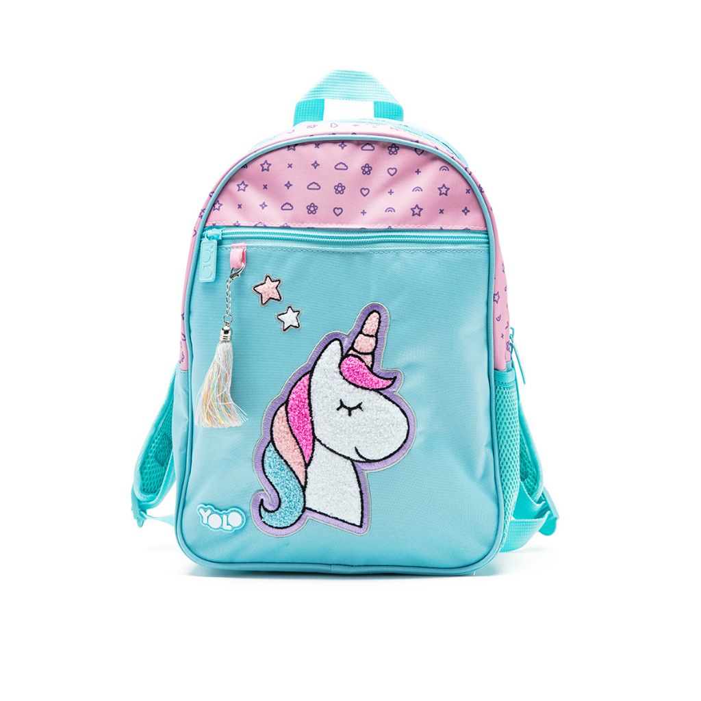 Children's backpack with unicorn design on a white background
