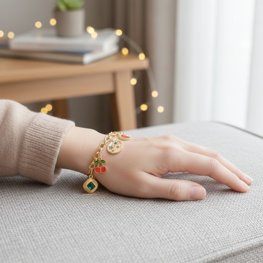 Golden Aura Gem Charm