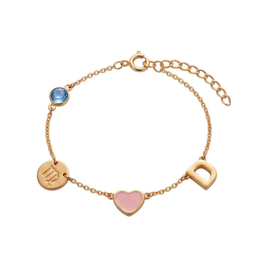 Personalised Zodiac Birthstone Initial Bracelet