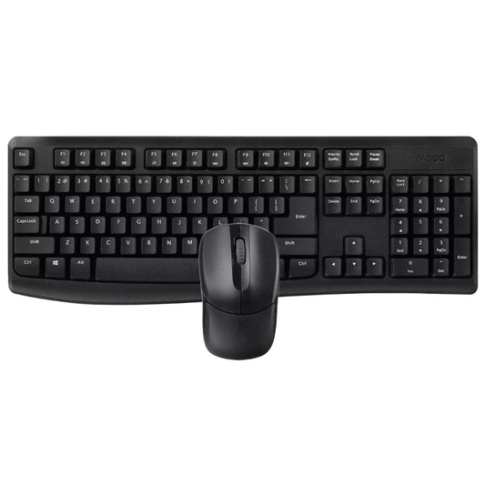 Black keyboard and mouse set on a white background