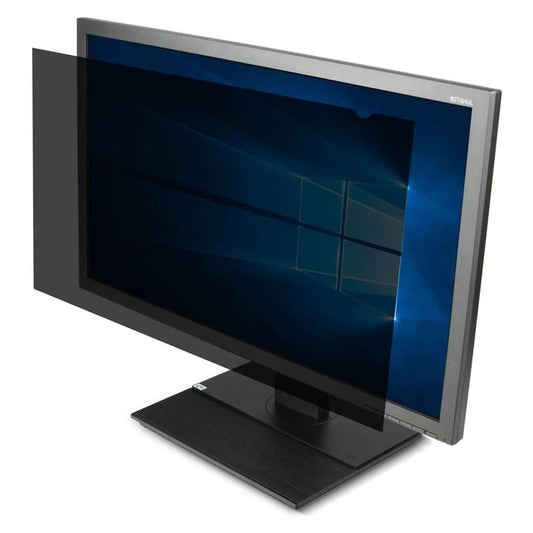 Computer monitor with a privacy screen filter on a white background